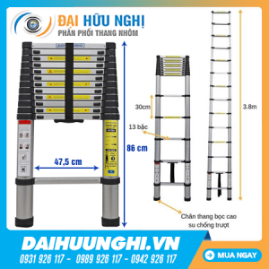 Thang nhôm rút gọn đơn Advindeq ADT212B (3m80)